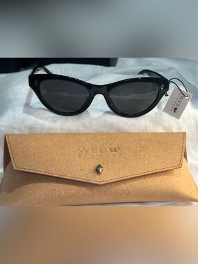 9. NEW WEB Eyewear Women's Black Cat-Eye Sunglasses with Matching Case